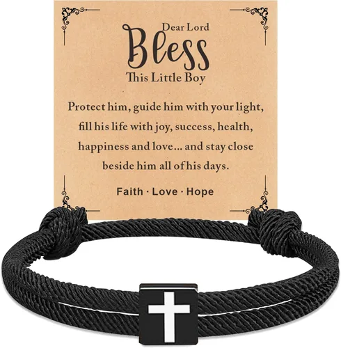 Miniatura 21 de TAGOMEI Regalos navideños para adolescentes, niños, regalos de Navidad para él, hijo, niños, nietos, hombres, pulsera de cruz para adolescentes