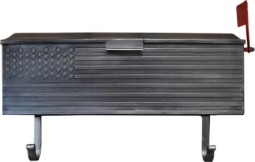 Oakland Living AZ620-SILVER Buzón de Pared de Metal Patriótico en Plata con Bandera y Percheros para Diarios plateado