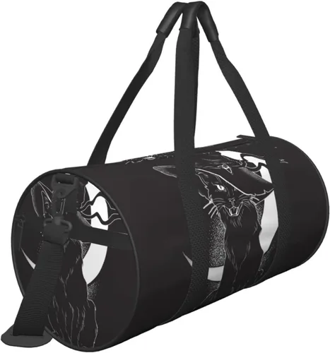 Miniatura 4 de Bolsa de viaje con diseño de sombrero de bruja puntiagudo de gato negro, bolsa de gimnasio, bolsa multifunción para hombres y mujeres
