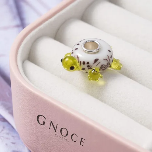 Miniatura 6 de GNOCE Abalorio de plata de ley 925 con forma de tortuga de cristal de Murano compatible con pulseracollar para mujeres y niñas esposa e hija Plata