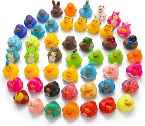 Kangaroo Paquete de 50 mini patos de goma, juguetes flotantes de baño para bebés para niños, recompensas de aula, fiestas en la piscina y recuerdos