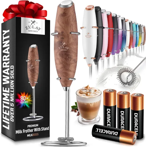 Miniatura 374 de Zulay Milk Boss Espumador de leche potente manual, hace espuma para latte, batidor para mezclar bebidas, café, miniespumador para capuchino, frappé