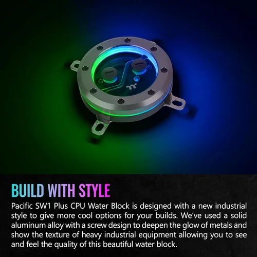 Miniatura 3 de Thermaltake Pacific SW1 Plus Bloque de agua para CPU, sensor de temperatura, compatible con LGA 1700 / AM5, 12 LED direccionables, control