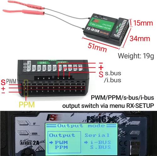 Miniatura 3 de DTXMX Flysky FS-iA10B Receptor 10 canales 2.4GHz AFHDS 2A con salida PPM/iBUS/PWM adecuado para transmisor de radio RC FS-I6X FS-I6 I6S controlador