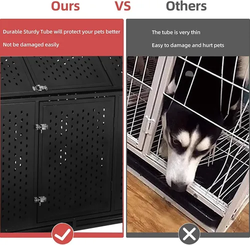 Miniatura 3 de Jaula indestructible para perros de 44 pulgadas, resistente y de alta ansiedad, a prueba de golpes, jaula de techo puntiaguda de metal para perros