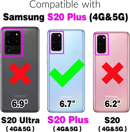 Miniatura 2 de Asuwish Funda para Samsung Galaxy S20 Plus/S20 Plus 5G - Funda con tapa con cartera, protector de pantalla de vidrio templado, correa