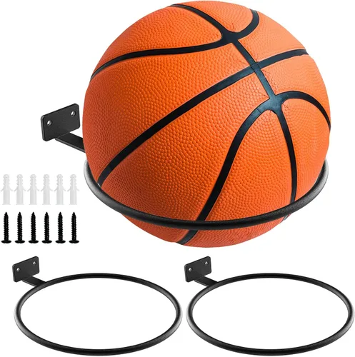 Miniatura 7 de Soporte de baloncesto Soporte de pared de fútbol Estante de exhibición de metal universal de bola Soporte para baloncesto Fútbol Voleibol