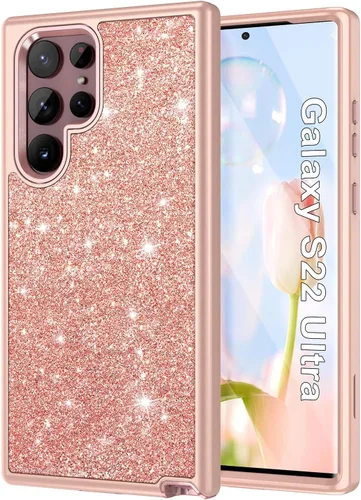 Miniatura 24 de Btscase Funda para Samsung Galaxy S22 Ultra 5G, patrón de mármol 3 en 1, resistente a prueba de golpes, cuerpo completo, policarbonato duro