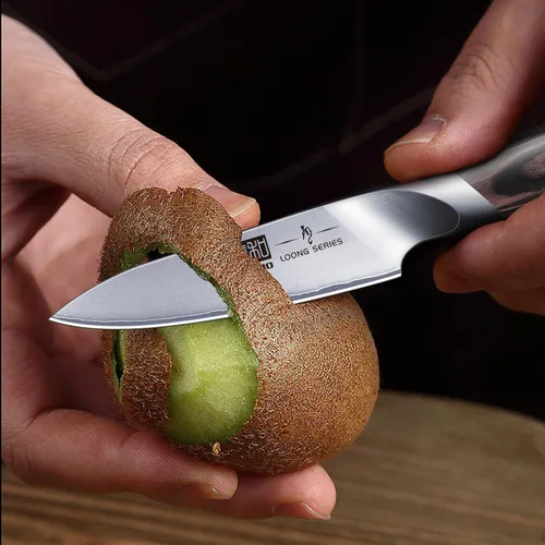 Miniatura 6 de HOSHANHO - Cuchillo de pelar de 3.75 pulgadas, cuchillos de cocina pequeños de acero inoxidable japonés de alto carbono, cuchillo de fruta ultra