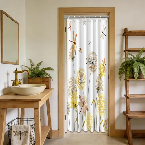 Miniatura 114 de Cortina de ducha floral para primavera y verano, flores silvestres, flores y mariposas, decoración de baño, tela impermeable con ganchos, 70