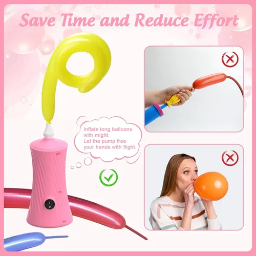 Miniatura 4 de Balloon Pump Electric Air Pump for Long Balloon Inflator Blower Machine for Birthday Party Celebration Balloons Decorations for Twisty Animal Rosa