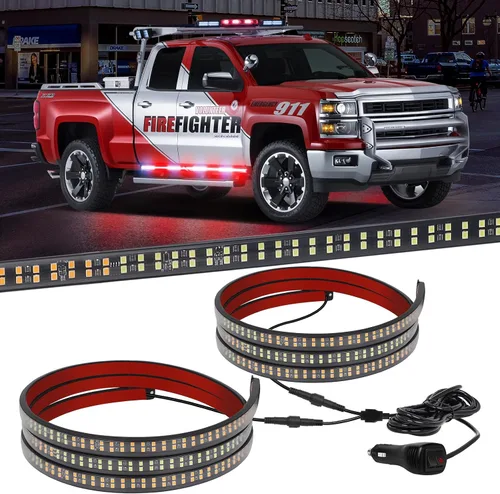 XRIDONSEN 2 piezas de tiras de luces de emergencia para camiones de 70 pulgadas, 864 LED, luces estroboscópicas de tablero de funcionamiento, luces