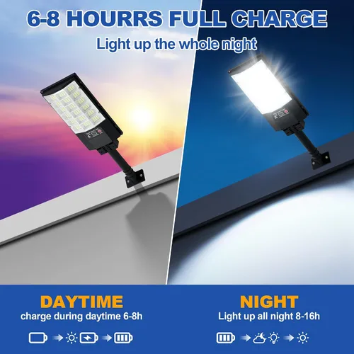 Miniatura 2 de Luces solares de calle para exteriores, luces solares impermeables con sensor de movimiento y control remoto, luz de inundación de 6500K