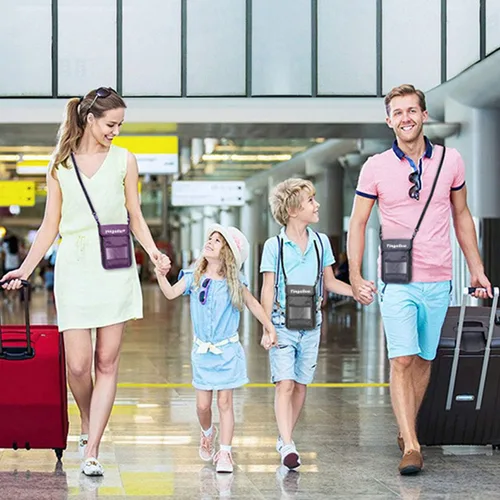 Miniatura 4 de Cartera con bloqueo RFID para pasaporte con bolsa de almacenamiento para el cuello para tarjeta de identificación de crédito de seguridad de viaje