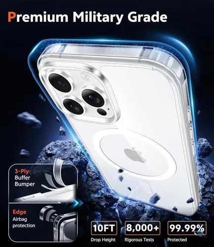 Miniatura 867 de FNTCASE Funda para iPhone 13 Pro-Max: Fundas magnéticas transparentes compatibles con Magsafe Slim anti amarillamiento protección contra caídas