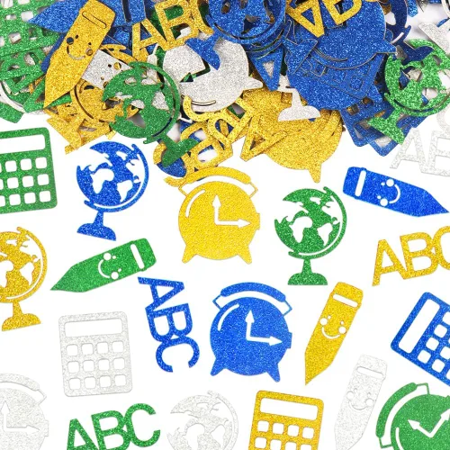 Miniatura 6 de Heureppy 200 piezas de confeti de regreso a clases, decoración temática escolar, confeti de papel para el día de regreso a casa, regalos de Azul