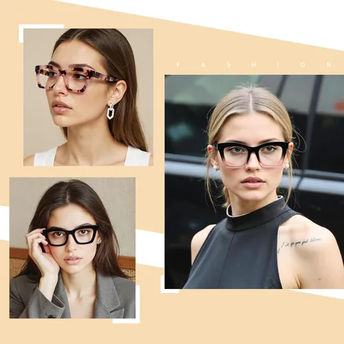Miniatura 5 de REAVEE Oprah Style - Lentes de lectura para mujer, bloqueo de luz azul, elegantes y de gran tamaño, bisagra de resorte Negro/Rosa/Tortuga