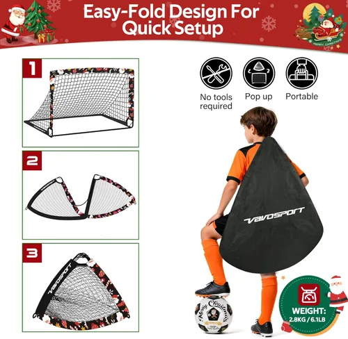 Miniatura 4 de Kids Soccer Goals for Backyard Set, 2 Pack Portable Pop Up Soccer Goal with Soccer Net, Size 3 Soccer Ball, Pump, 10 Cones and Bag, Toddler Soccer