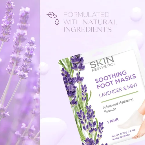 Miniatura 5 de Skin Aesthetics Mascarillas para pies de lavanda y menta, reparan y suavizan los pies agrietados, hidratantes y exfoliantes, cuidado de la piel