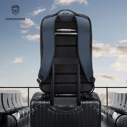 Miniatura 8 de Kingsons Mochila con compartimento para laptop de 15.6 pulgadas para hombres, mochila de negocios delgada y duradera para el trabajo, viajes