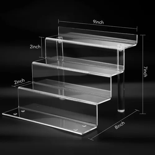 Miniatura 2 de Estante acrílico de 9 pulgadas para organizador de perfume en paquete de 3, 4 estantes Funko POP de 4 niveles, organizador de colonia, soporte