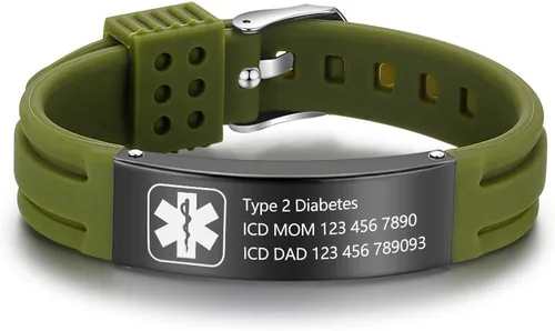 Miniatura 26 de OPALSTOCK Pulseras médicas personalizadas de silicona ajustable para identificación de emergencias, grabado gratuito, 9 pulgadas, resistente al