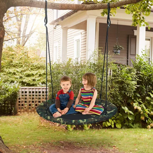 Miniatura 8 de KOTEK Columpio de árbol de platillo de 40 pulgadas para niños, juegos de columpio para interiores y exteriores con cuerdas ajustables para colgar