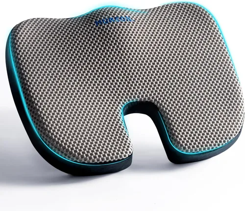 Miniatura 8 de Mureon Cojín para silla de oficina, cojín ergonómico grande de espuma viscoelástica para aliviar la presión de espalda y cadera, cojín de asiento