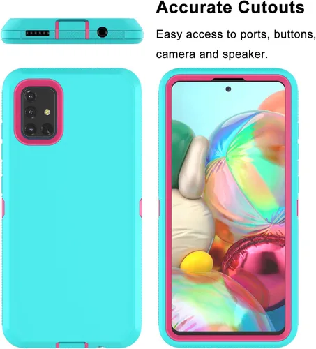Miniatura 3 de Funda para Galaxy A51 4G (no compatible con la versión A51 5G), a prueba de golpes, resistente, resistente, de goma de plástico duro, 2 capas, funda