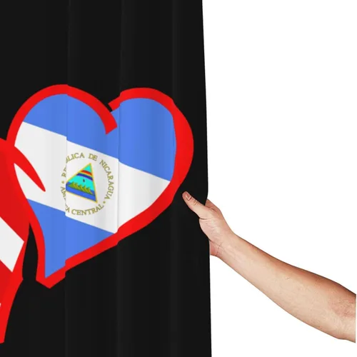 Miniatura 2 de Cortina de ducha para baño de Puerto Rico y Nicaragua Hearts de 60 x 72 pulgadas, de secado rápido, cortina de baño con 9 ganchos de hierro