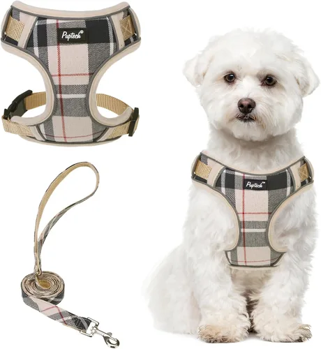 Miniatura 25 de PUPTECK Juego de arnés y correa para perro pequeño, arnés ajustable sin tirones para cachorro, chaleco de malla suave reflectante para mascotas