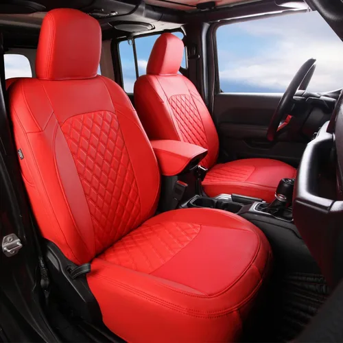 Miniatura 18 de GIANT PANDA Jeep Wrangler 4 puertas JK 2008-2010, juego completo de fundas de asiento para Unlimited Sahara Sport Rubicon X de piel sintética Negro
