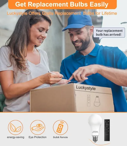 Miniatura 5 de luckystyle Lámpara alta regulable de pie, bombilla LED de 12 W con pantalla, interruptor de pie, poste de temperatura de color personalizado remoto