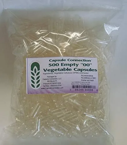 Miniatura 2 de Capsule Connection Venta al por mayor a granel cápsulas vegetales vacías '00' tamaño, vegano y vegetariano (500) bolsa resellable