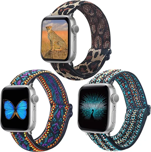 Miniatura 10 de Dsytom Paquete de 3 correas elásticas compatibles con Apple Watch de 1.496 pulgadas, 1.614 pulgadas, 1.575 pulgadas, 1.654 pulgadas, 1.732 pulgadas