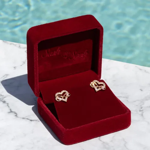 Miniatura 5 de Sash & Soph Aretes de circonita cúbica de corazón infinito, aretes de corazón brillante para mujer, aretes de plata de ley 925 para mujer