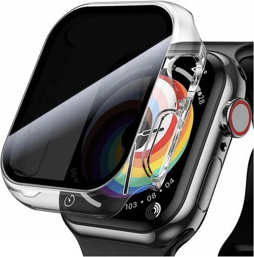 Miniatura 15 de Paquete de 2 fundas rígidas compatibles con Apple Watch Series 6, 5, 4, SE, de 1.575 pulgadas, protector de pantalla de vidrio templado, cobertura