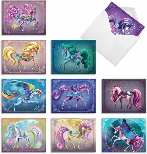 Miniatura 9 de The Best Card Company - 10 tarjetas de notas en blanco (4 x 5.12 pulgadas) - Divertidas tarjetas de fantasía mítica, en caja de saludos surtidos