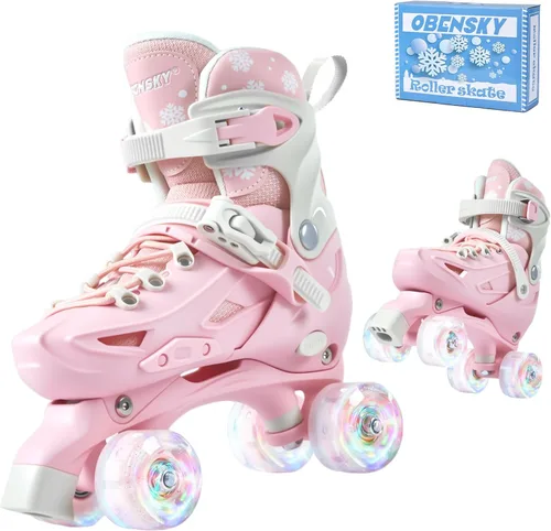 Miniatura 8 de Patines infantiles para niñas y niños de 4 a 6 años, 5 a 8, 6 a 12, 8 a 12, 4 tamaños ajustables, con ruedas iluminadas, patinas para niñas, regalo