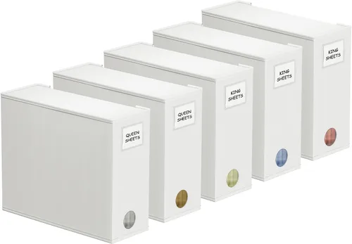 Miniatura 10 de SpaceAid Paquete de 5 Organizadores y Almacenamiento de Sábanas de Cama, Organizador de Sábanas Plegable para Armario de Ropa Blanca, Carpeta