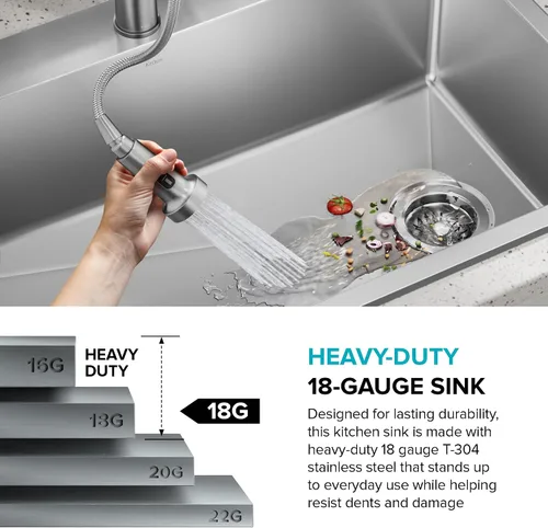 Miniatura 10 de Kraus Fairlane 25-pulgadas Fregadero de cocina de acero inoxidable de calibre 18, de un solo cuenco, para caída/montaje superior, KHT641-25