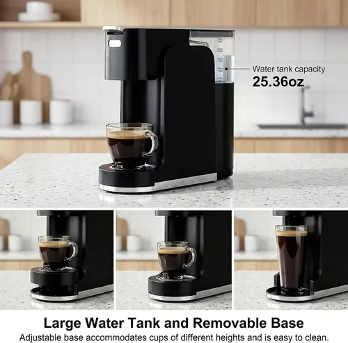 Miniatura 6 de Cafetera de una sola porción todo en 1, cafetera caliente y helada para café molido, cápsula K-Cup, NES Original y DG, cafetera espresso de 20