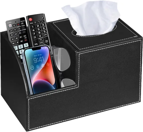 Miniatura 13 de Funda cuadrada de cuero PU para caja de pañuelos – Soporte multifuncional para caja de pañuelos, cubierta de caja de pañuelos con almacenamiento