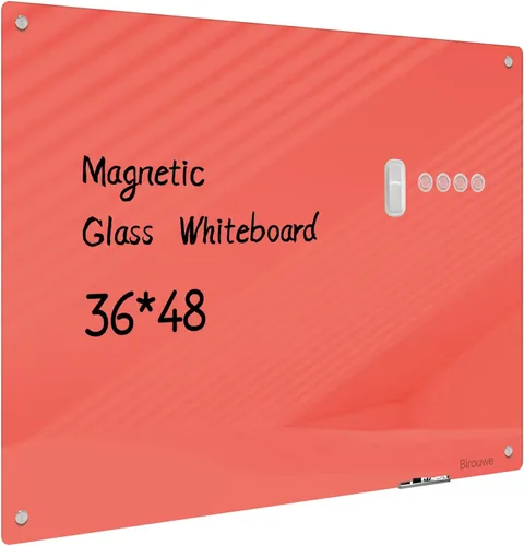Miniatura 13 de Pizarra magnética de vidrio – Pizarra de cristal de borrado en seco de 48 x 36 pulgadas, gran tablero de vidrio sin marco para paredes, oficina, Gris