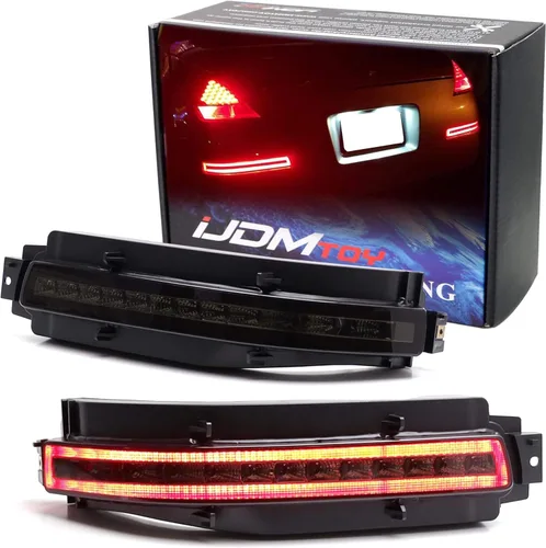 Miniatura 10 de iJDMTOY Lente transparente con interior rojo oscuro todo en uno LED completo parachoques inferior Lámparas traseras compatibles con Nissan 2003-2009