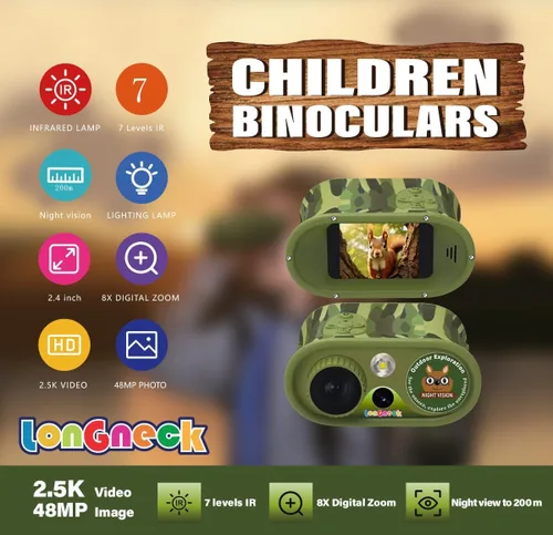 Binoculares de visión diurna y nocturna para niños, lentes IR para niños pequeños, regalos de cumpleaños para niños pequeños de 6 a 12 años, lentes