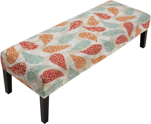 Miniatura 25 de Fuloon - Funda elástica de jacquard para banco de comedor, antipolvo, desmontable, funda para banco lavable, protector de cojín de asiento para Beige