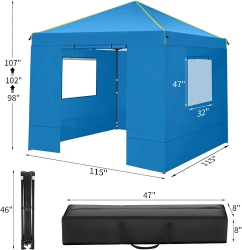 Miniatura 4 de COBIZI Toldo desplegable de 10 x 10 pies con 4 paredes laterales, toldo fácil de instalar para eventos, deportes, playa, fiestas, toldos de fiesta