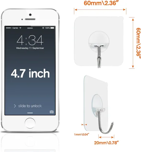 Miniatura 2 de FOTYRIG Ganchos adhesivos resistentes, 15 libras (máx.), giratorios de 180 grados, ganchos adhesivos de pared para colgar ganchos de pared sin 10