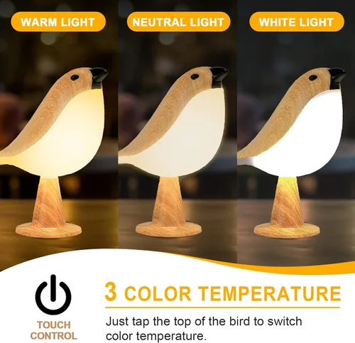 Miniatura 2 de Deogos Paquete de 2 Lámparas de Mesa Lindas con Forma de Pájaro, Control Táctil/Brillo Regulable/3 Temperaturas de Color/Lámpara de Escritorio